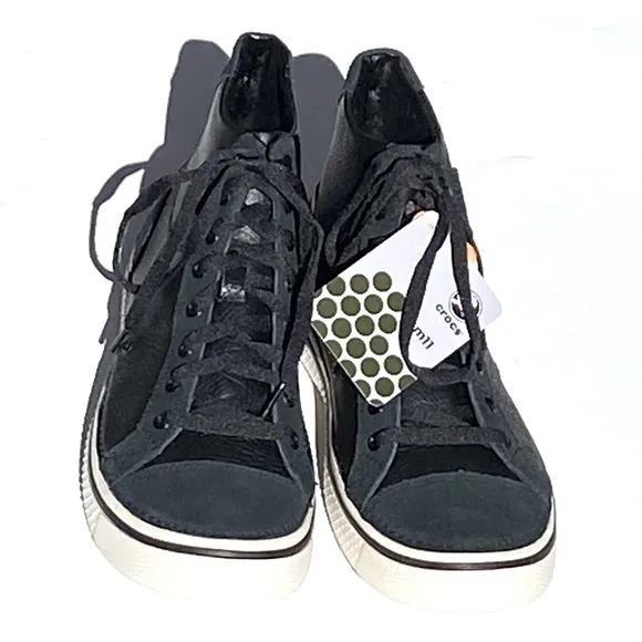 NWT CROCS Men’s Hover Leather High-top Black Sneaker Size 11