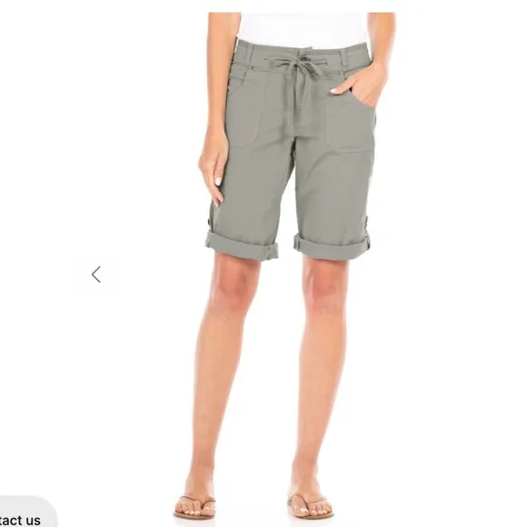 NWT Fresh Produce Pedal Pusher Roll Tab Cotton Spandex Shorts Gray Sz M