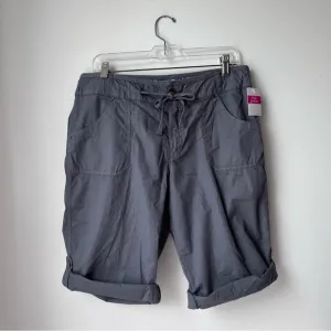 NWT Fresh Produce Pedal Pusher Roll Tab Cotton Spandex Shorts Gray Sz M