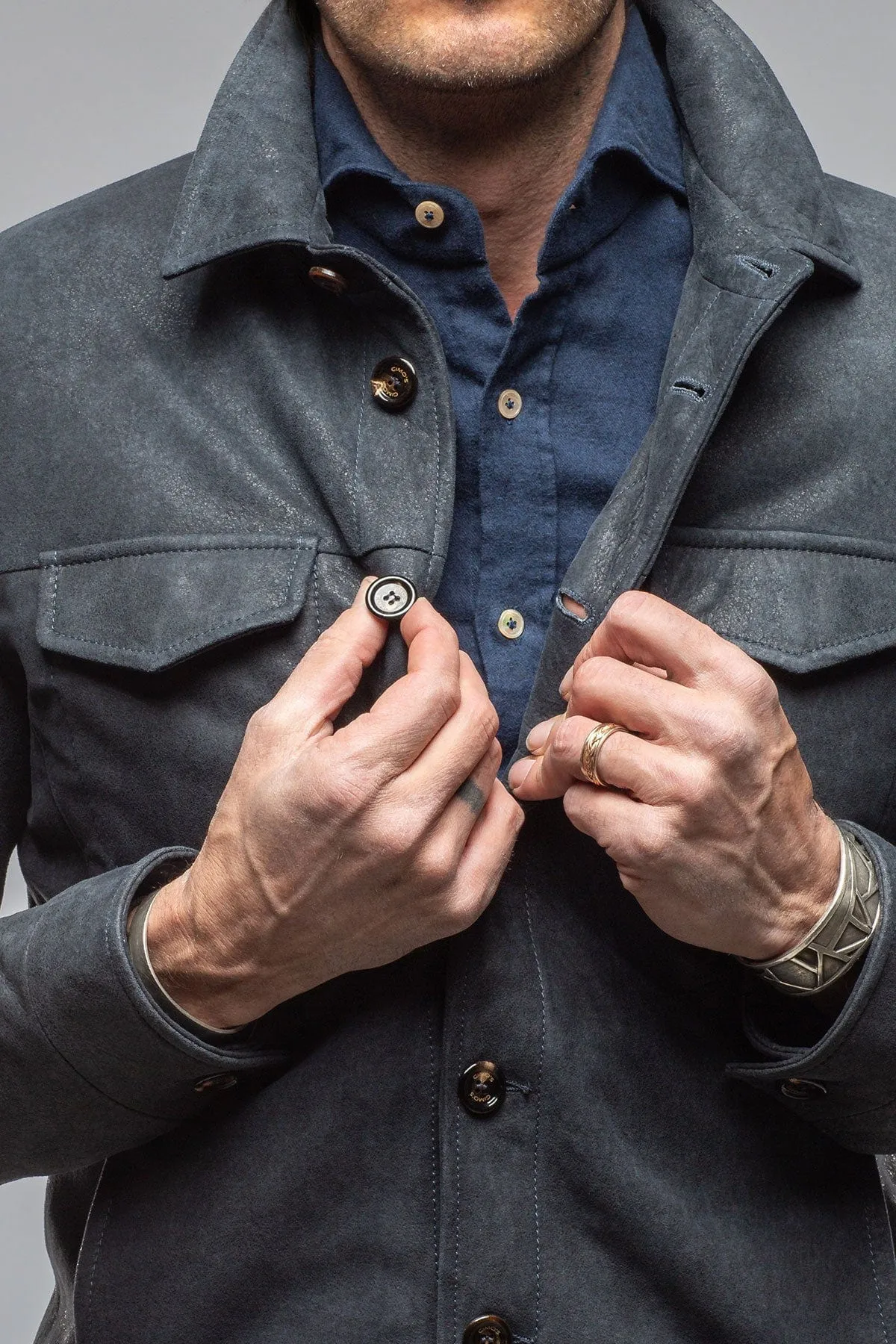 Odin Rugged Shirt Jacket In Steel Blue