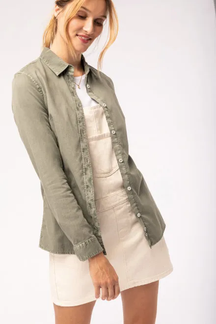 Organic Washed Long Sleeve Shirt: Ladies
