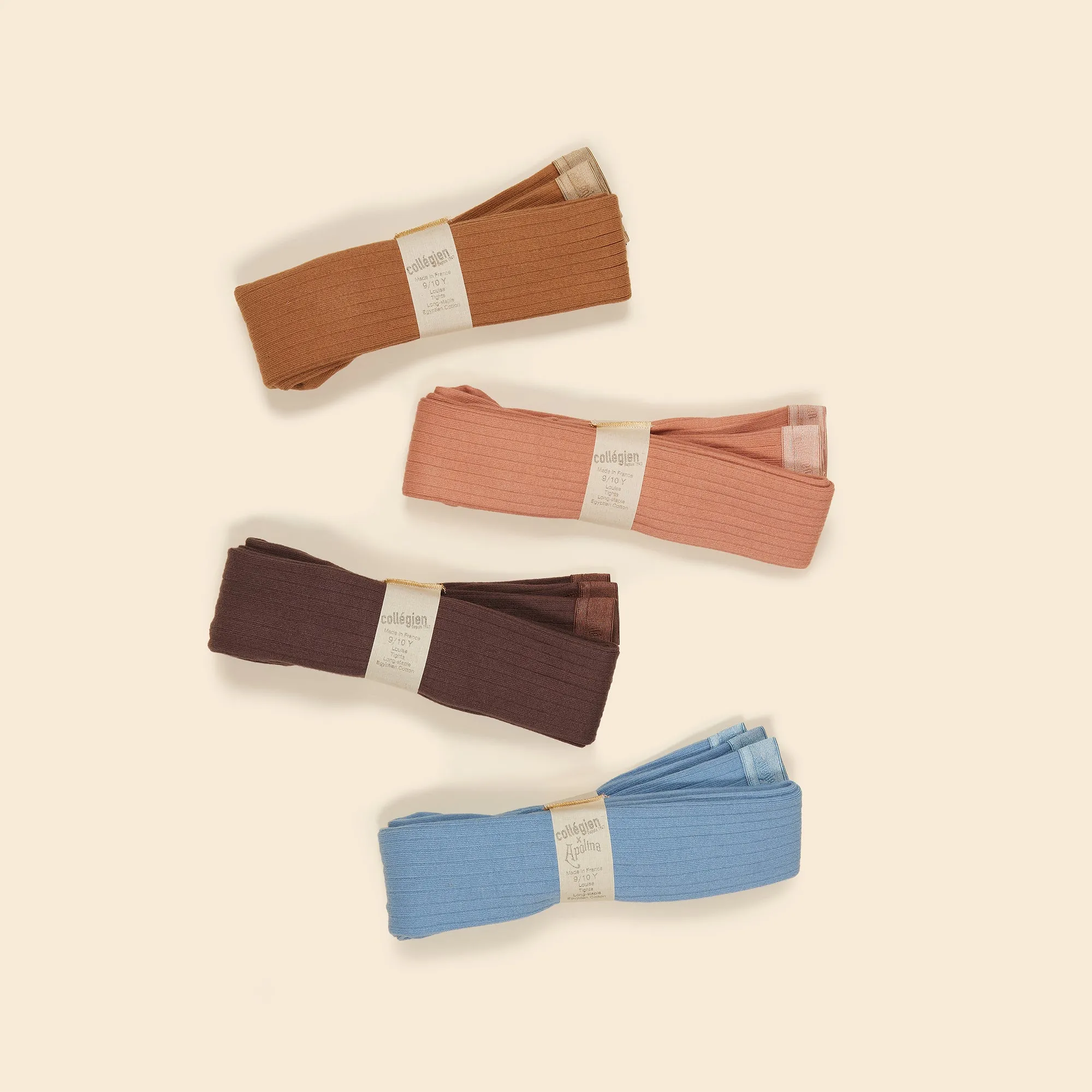 (OUTLET) Ribbed Tights - Caramel/Rosewood/Chocolate/Blue Mist