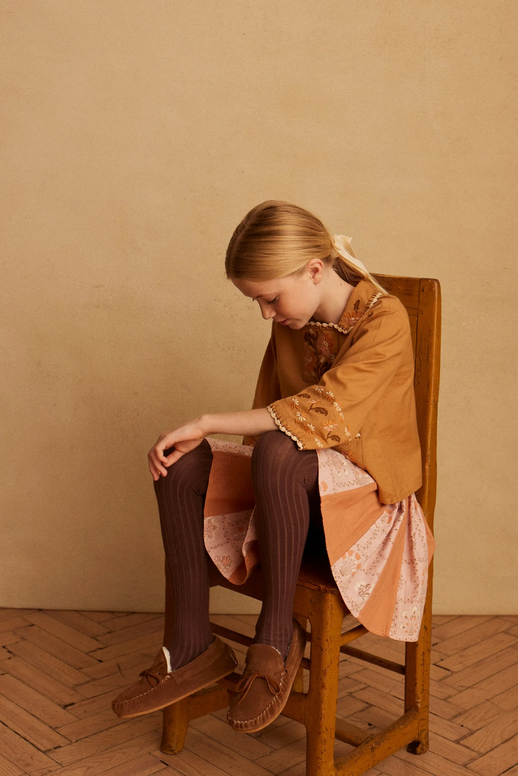 (OUTLET) Ribbed Tights - Caramel/Rosewood/Chocolate/Blue Mist