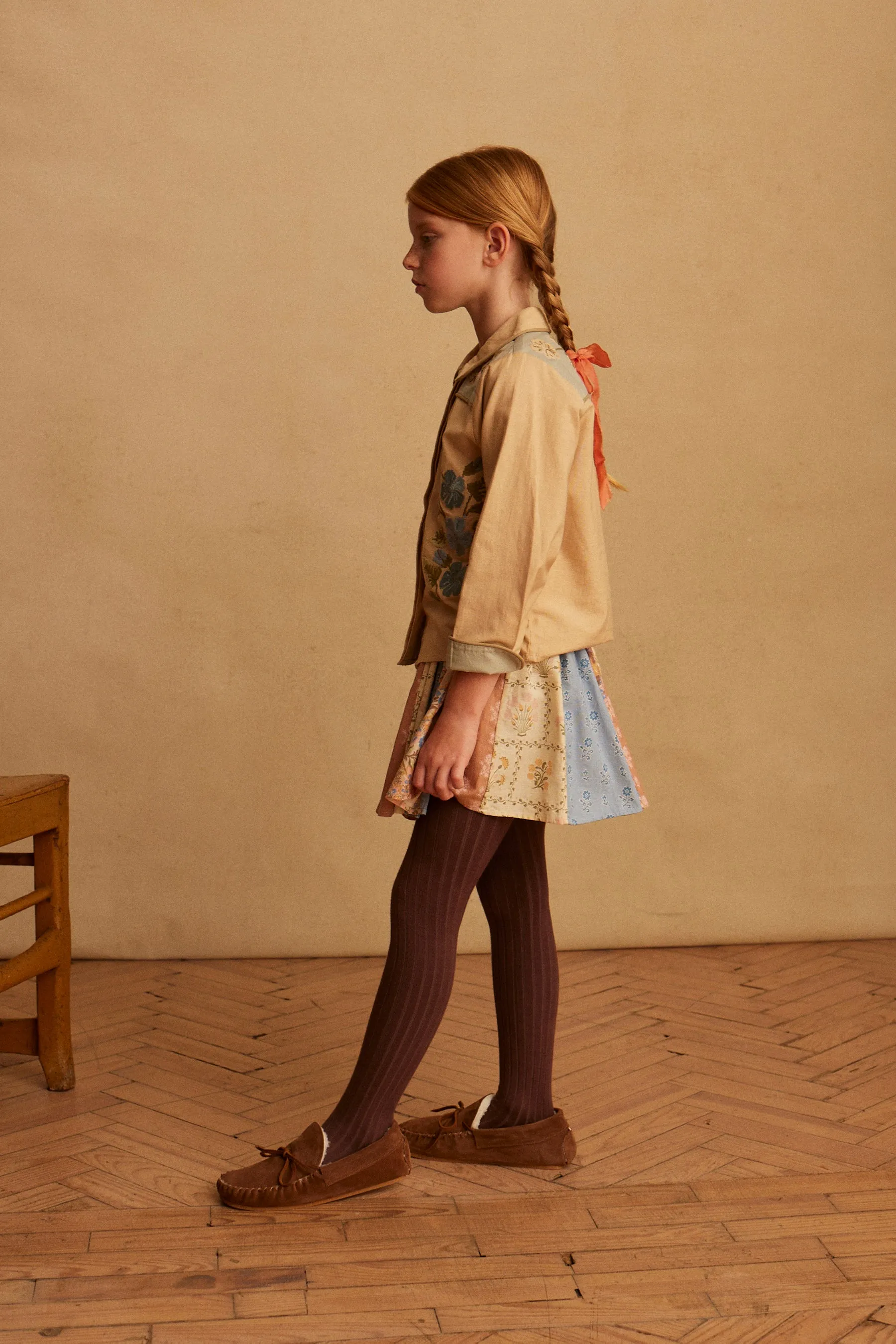 (OUTLET) Ribbed Tights - Caramel/Rosewood/Chocolate/Blue Mist