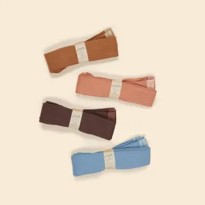 (OUTLET) Ribbed Tights - Caramel/Rosewood/Chocolate/Blue Mist