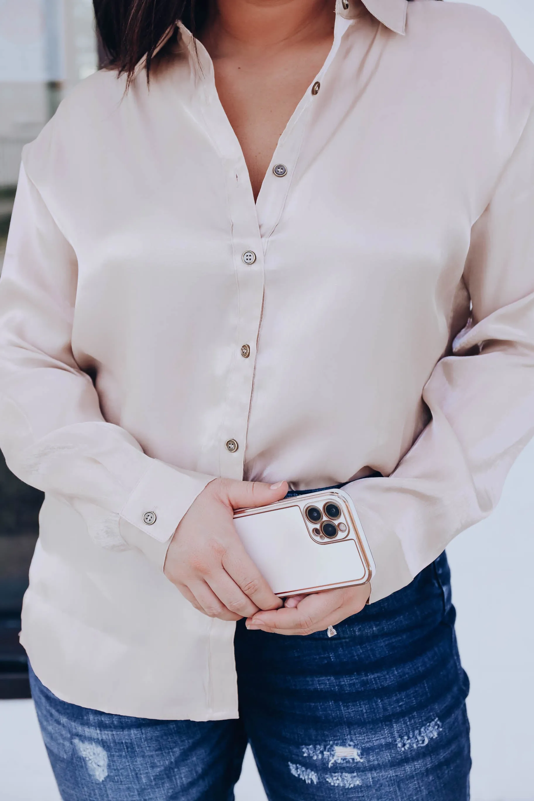 Parke Metallic Blouse - Natural