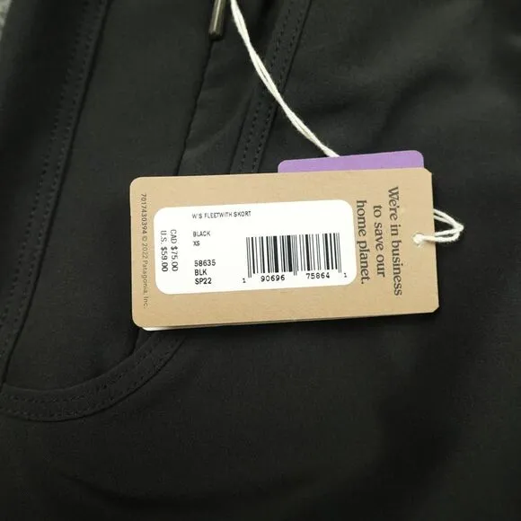 Patagonia Fleetwith Skort Womens Extra Small Black Pockets Outdoors‎ NWT Hiking
