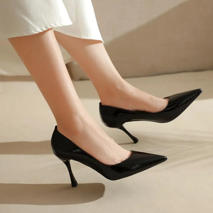 Patent High Heel Pump Shoes For Petite Feet TS89