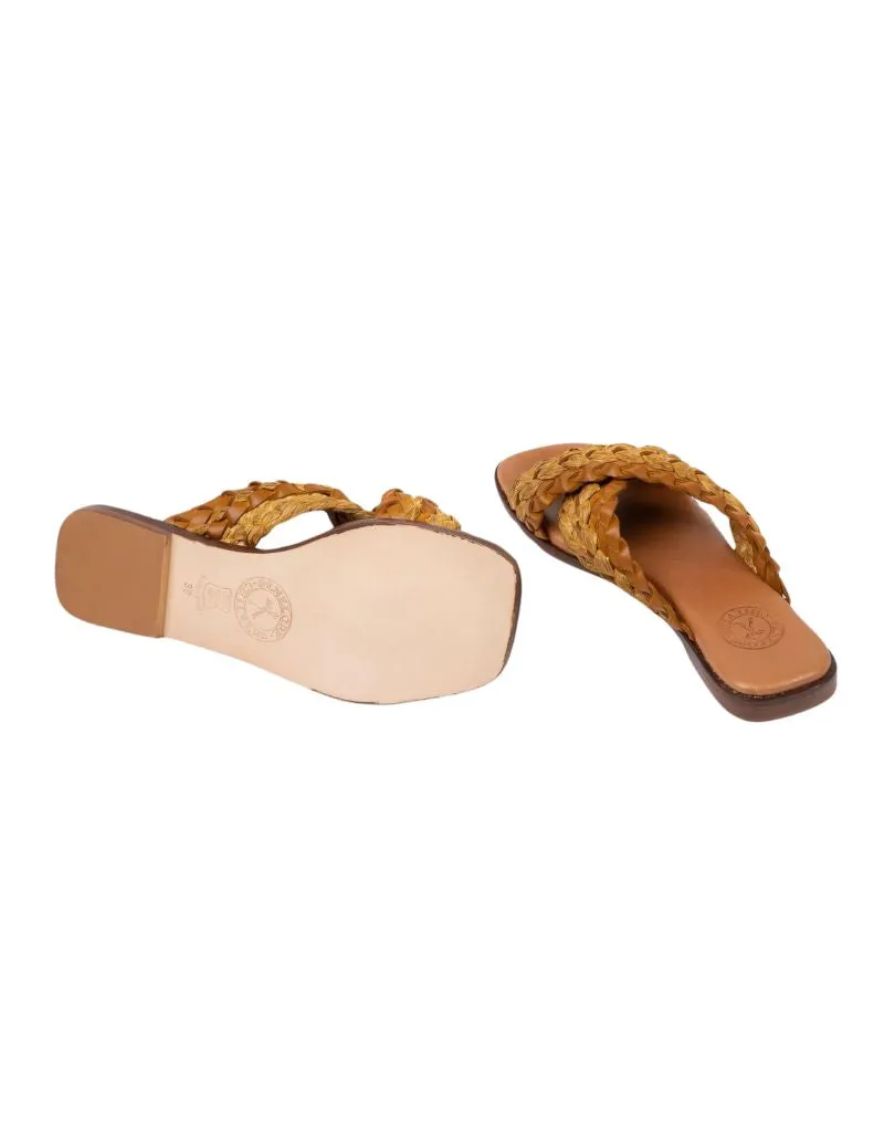 Penelope Chilvers Majete Braided Raffia Sandal in Yellow