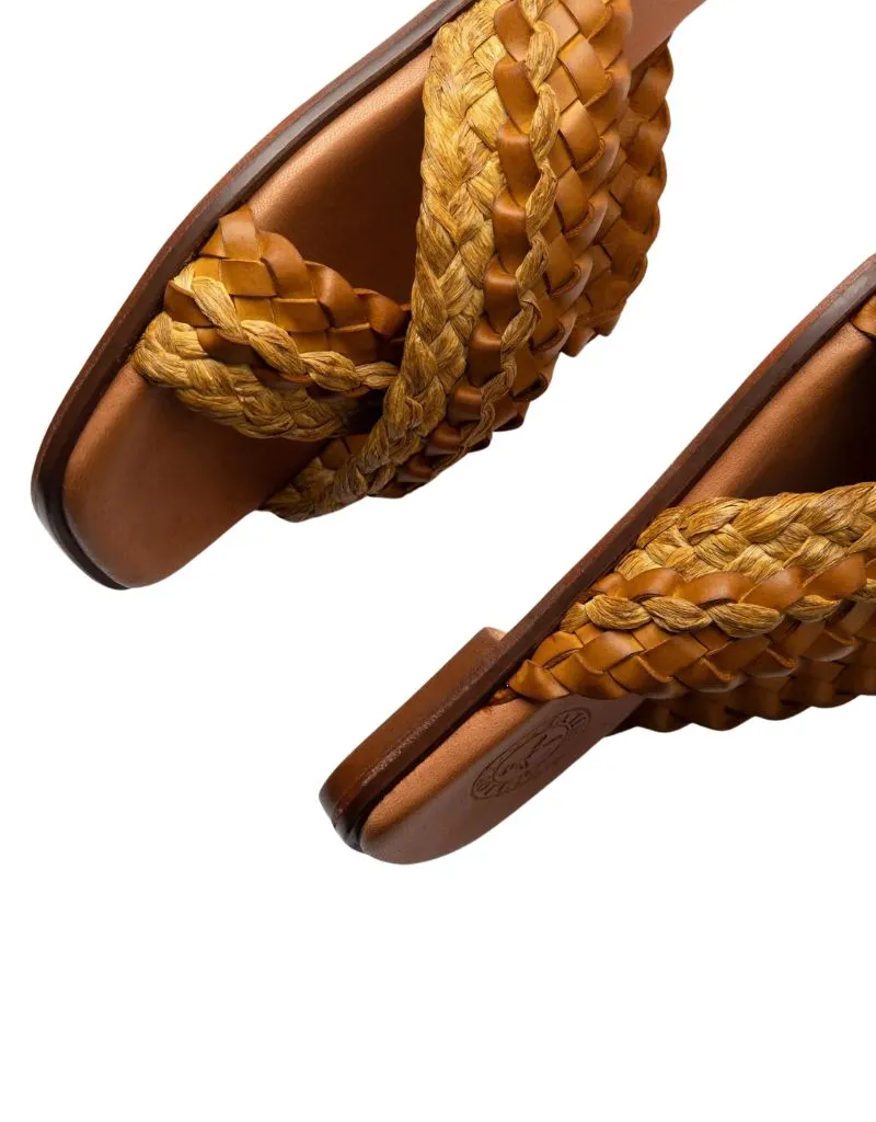 Penelope Chilvers Majete Braided Raffia Sandal in Yellow