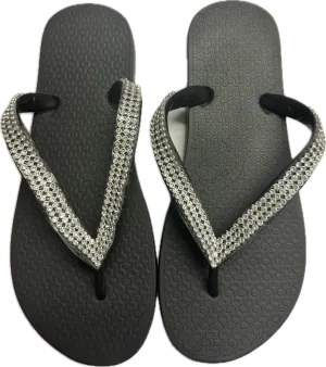 Planet Sea- Silver Crystal Rows Flip Flops (black)