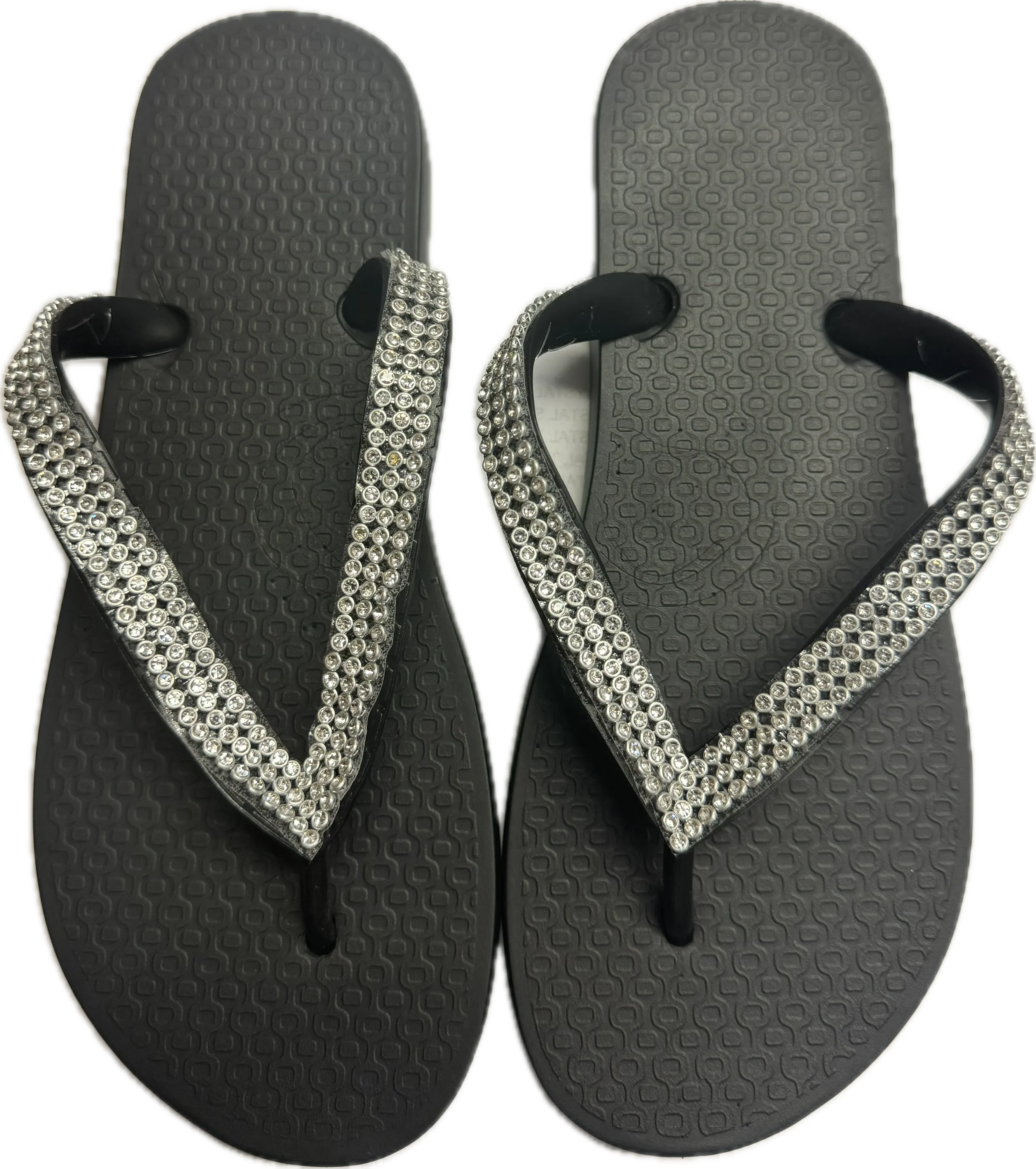 Planet Sea- Silver Crystal Rows Flip Flops (black)