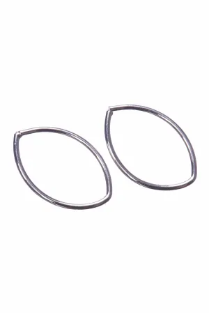 Pointed Oval Shape Silver White Gold Dipped Earrings