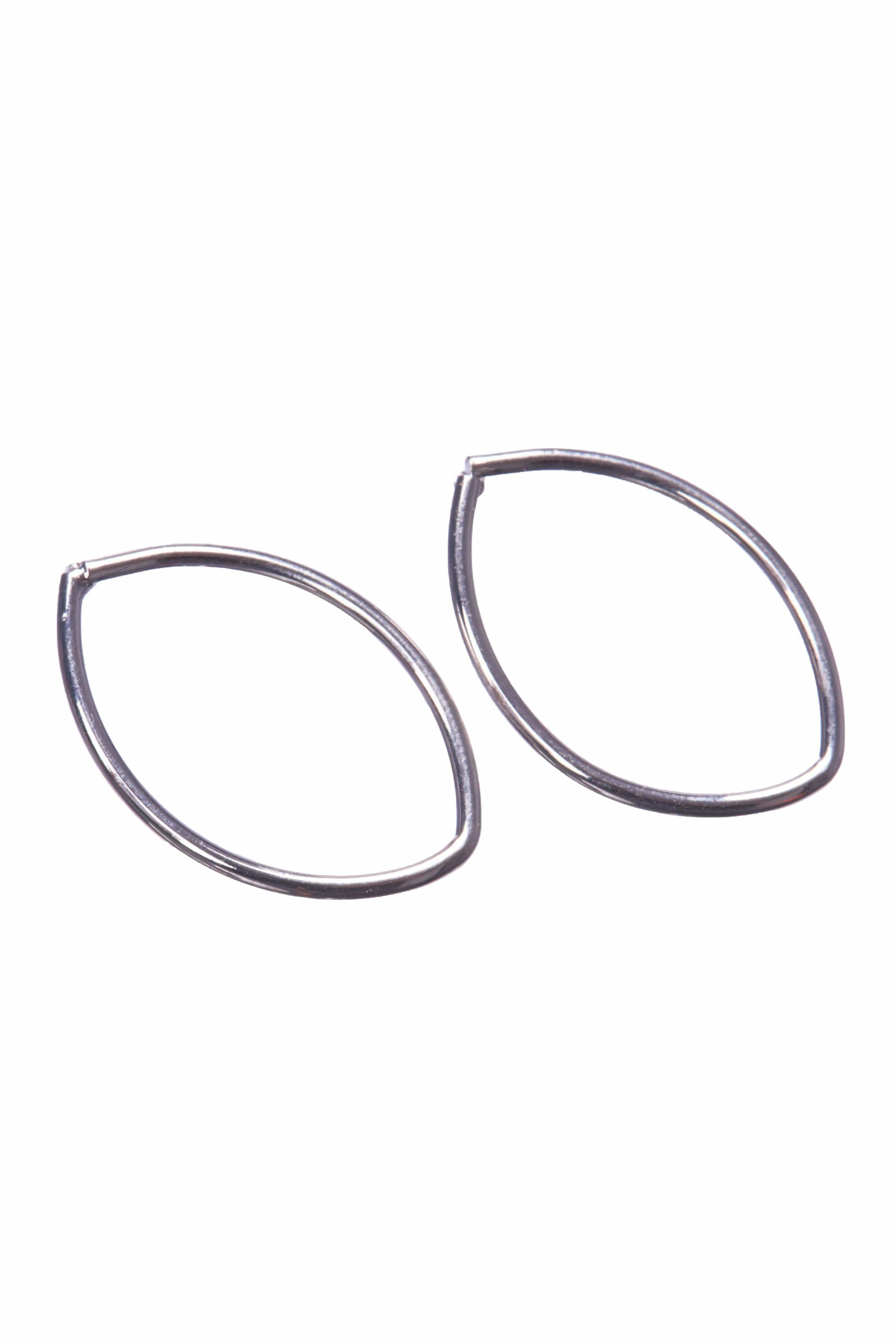 Pointed Oval Shape Silver White Gold Dipped Earrings