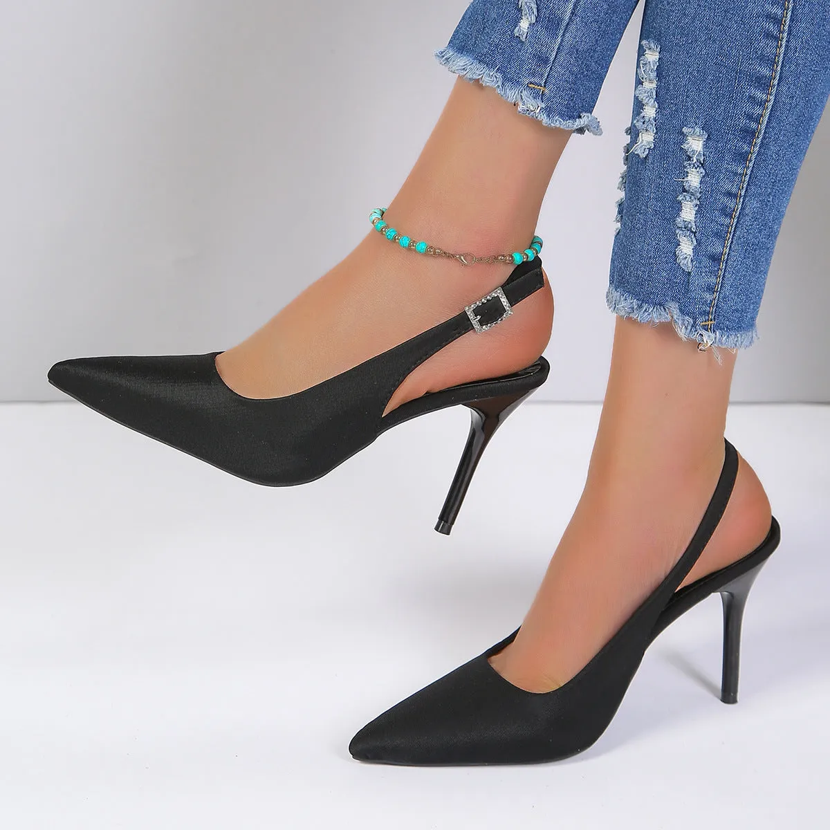 Pointed Toe Buckle Sandals Fashion Summer Stiletto High Heels Shoes For Women  