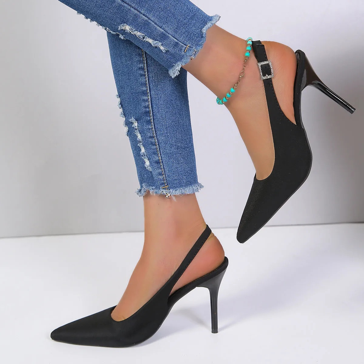 Pointed Toe Buckle Sandals Fashion Summer Stiletto High Heels Shoes For Women  