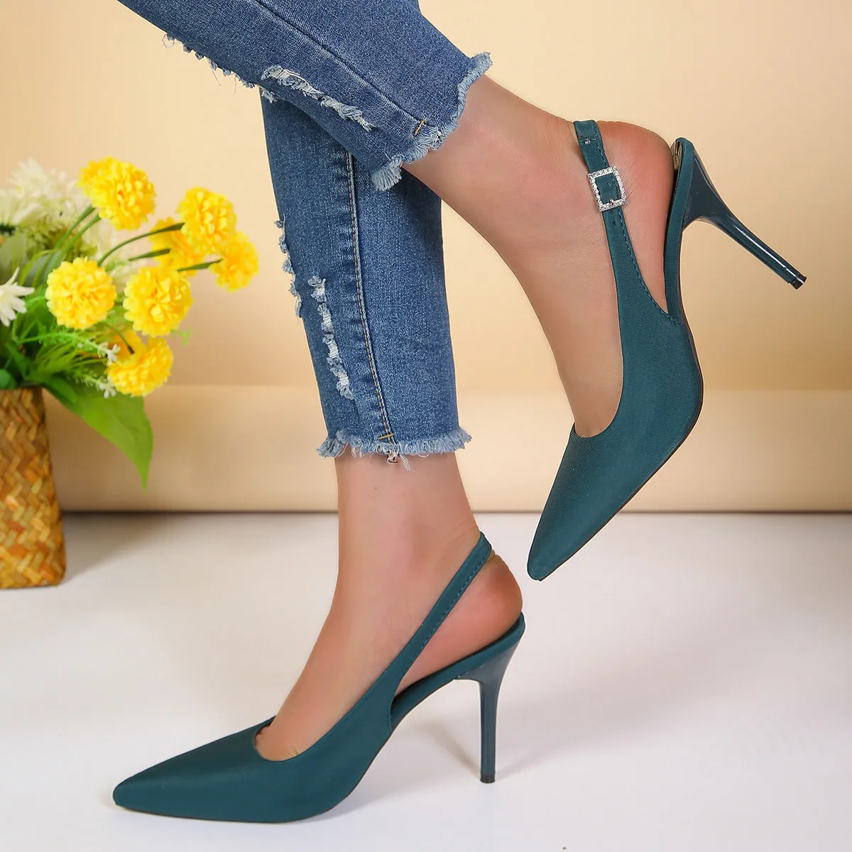 Pointed Toe Buckle Sandals Fashion Summer Stiletto High Heels Shoes For Women  