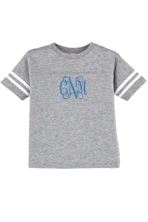 Rabbit Skins Toddler Fine Jersey Varsity Tee, Heather/White *Personalize It