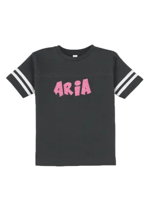 Rabbit Skins Toddler Fine Jersey Varsity Tee, Smoke/White *Personalize It
