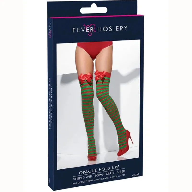 Red and Green Striped Opaque Hold Ups