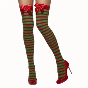 Red and Green Striped Opaque Hold Ups