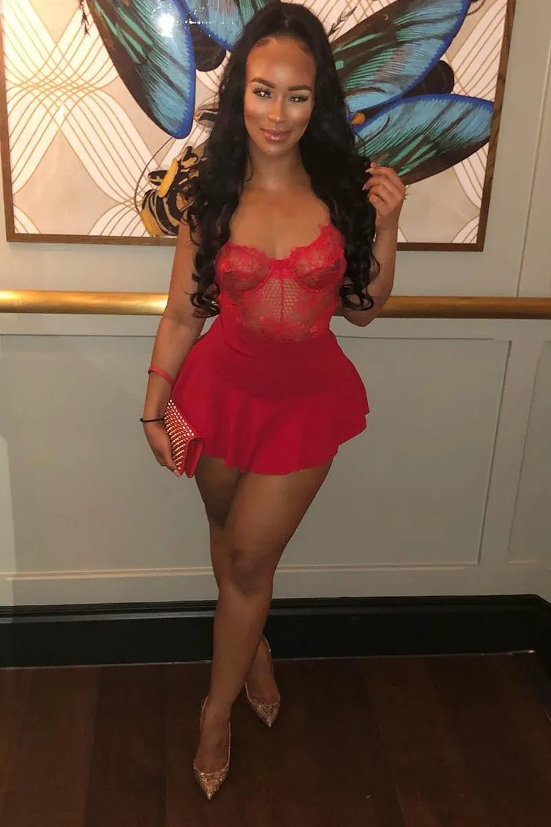 Red Frill High Waisted Shorts - Claudelle