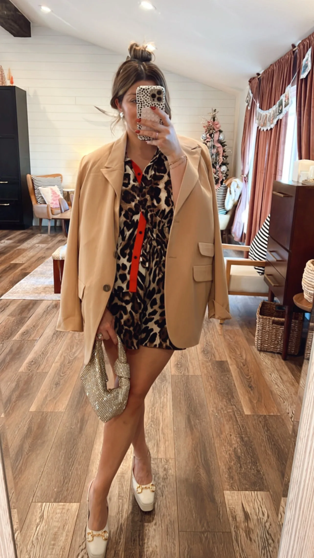 Red Glory Leopard Satin Shorts