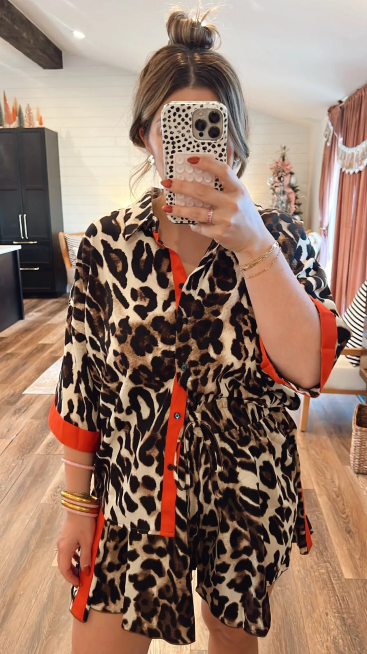 Red Glory Leopard Satin Shorts