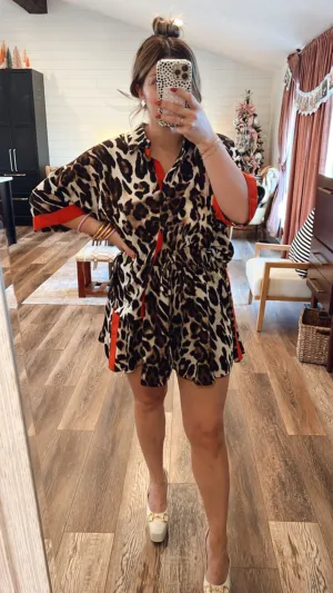 Red Glory Leopard Satin Shorts