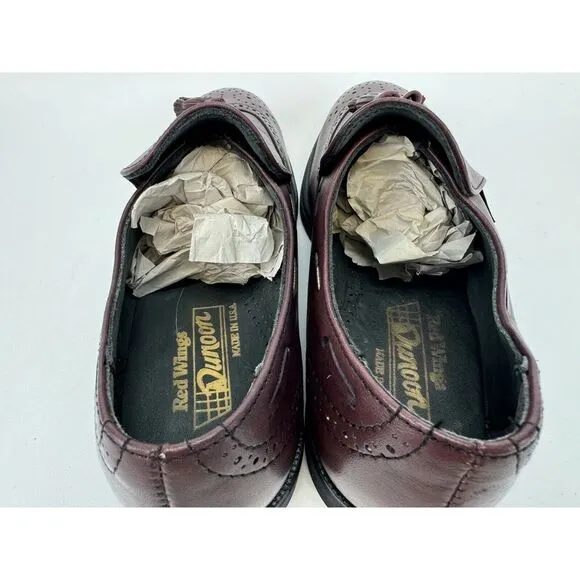 Red Wing‎ Dunoon Men's Sz 7.5 D Wing Tip Burgundy Oxford Brogue Steel Toe VTG