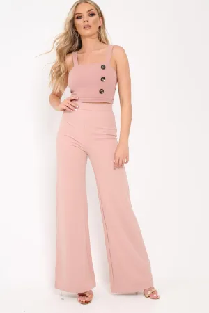 Rose Button Detail Crop Top - Amory
