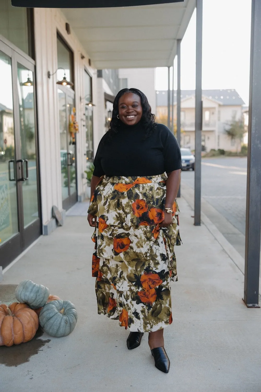 Rosie Abstract Floral Tiered Skirt (XS-3XL)