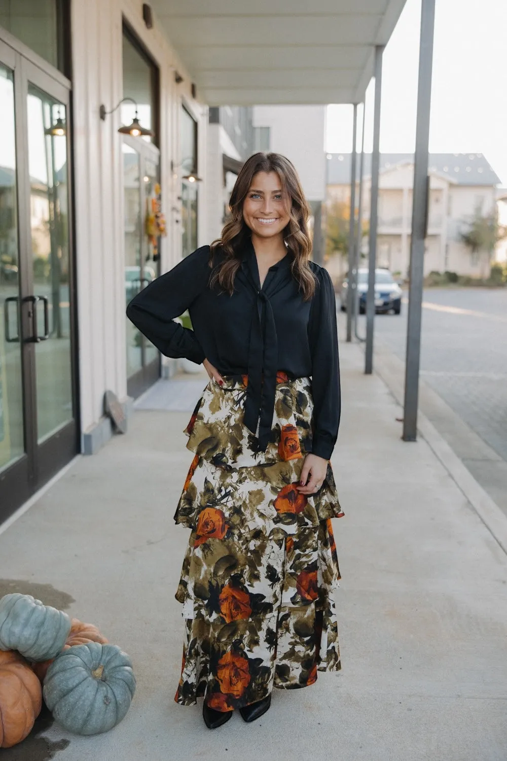 Rosie Abstract Floral Tiered Skirt (XS-3XL)