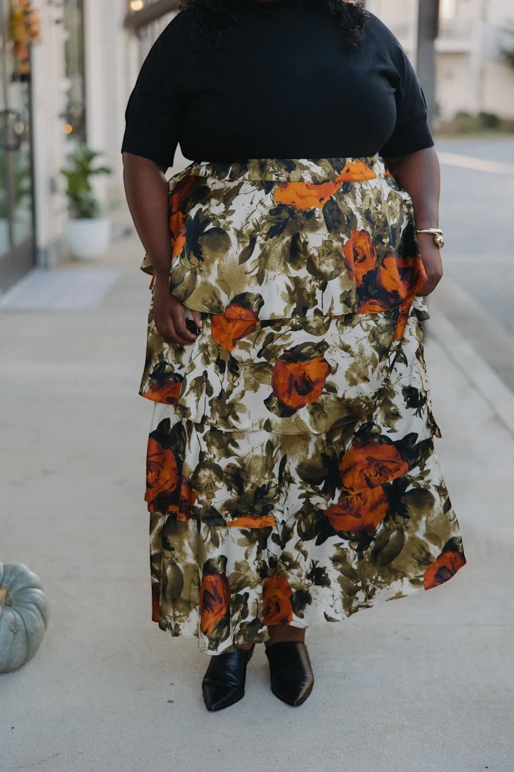 Rosie Abstract Floral Tiered Skirt (XS-3XL)