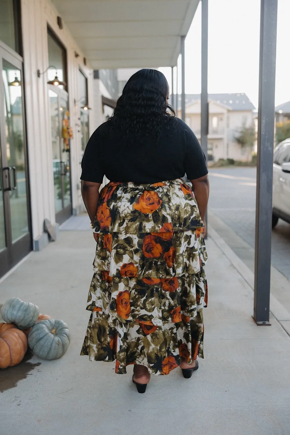 Rosie Abstract Floral Tiered Skirt (XS-3XL)