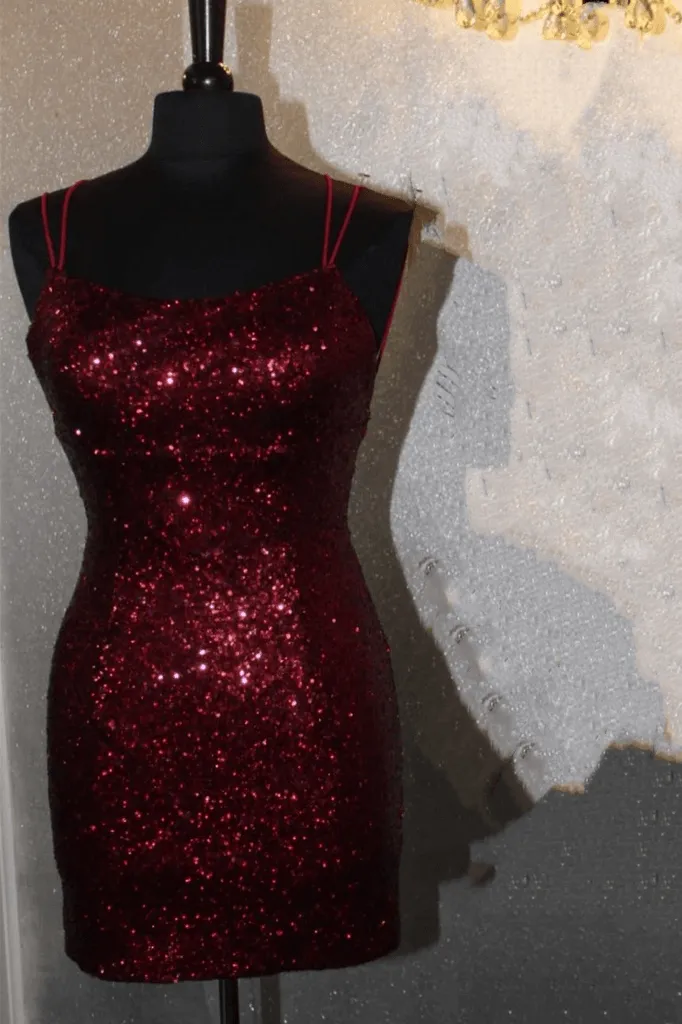 Royal Blue Sequin Bodycon Mini Homecoming Dress Short Party Dress HD0171