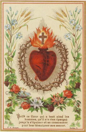 Sacré-Cœur de Jésus – 21.59 x 27.94 cm – d'une ancienne carte sacrée – impression d'art Catholique