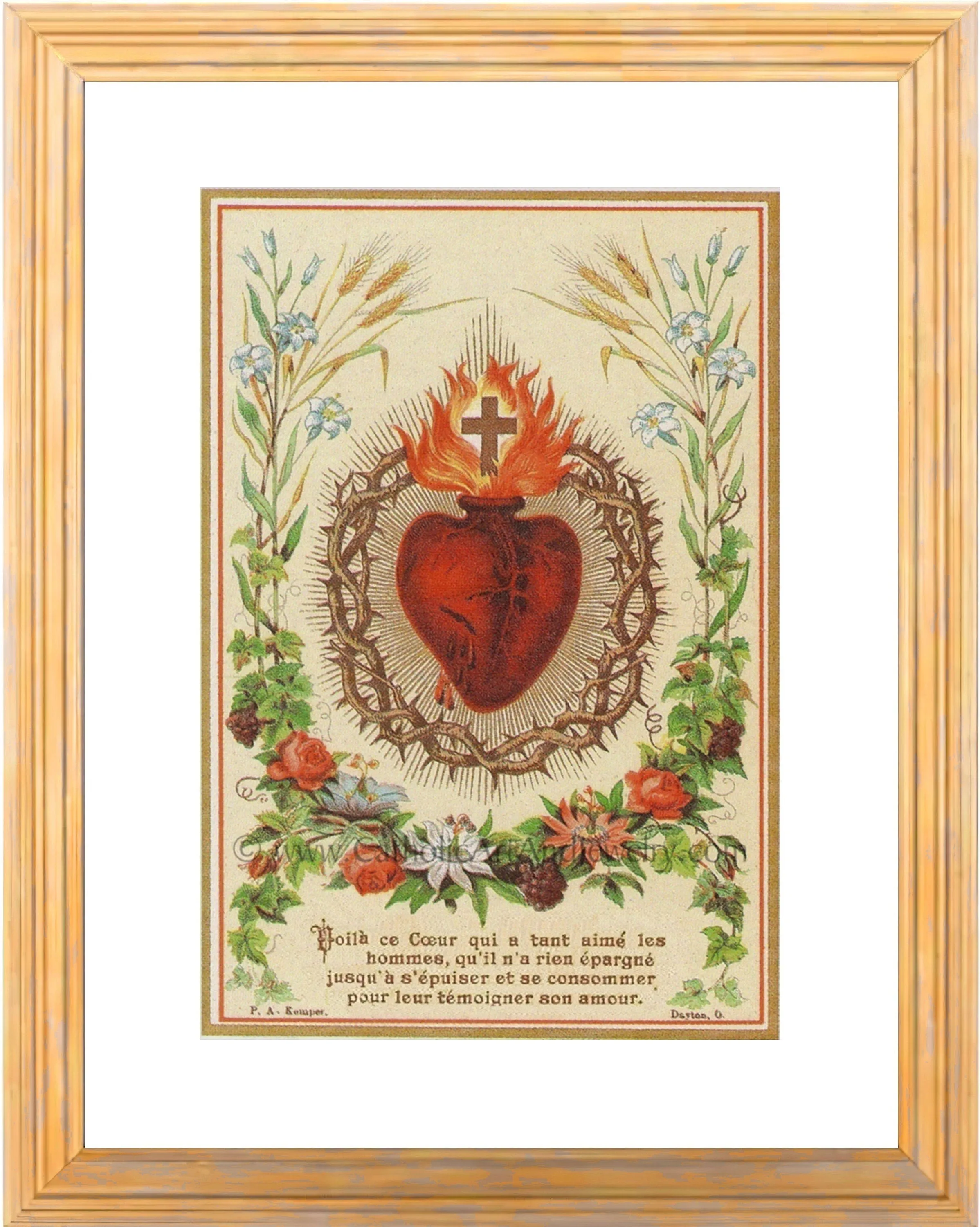 Sacré-Cœur de Jésus – 21.59 x 27.94 cm – d'une ancienne carte sacrée – impression d'art Catholique
