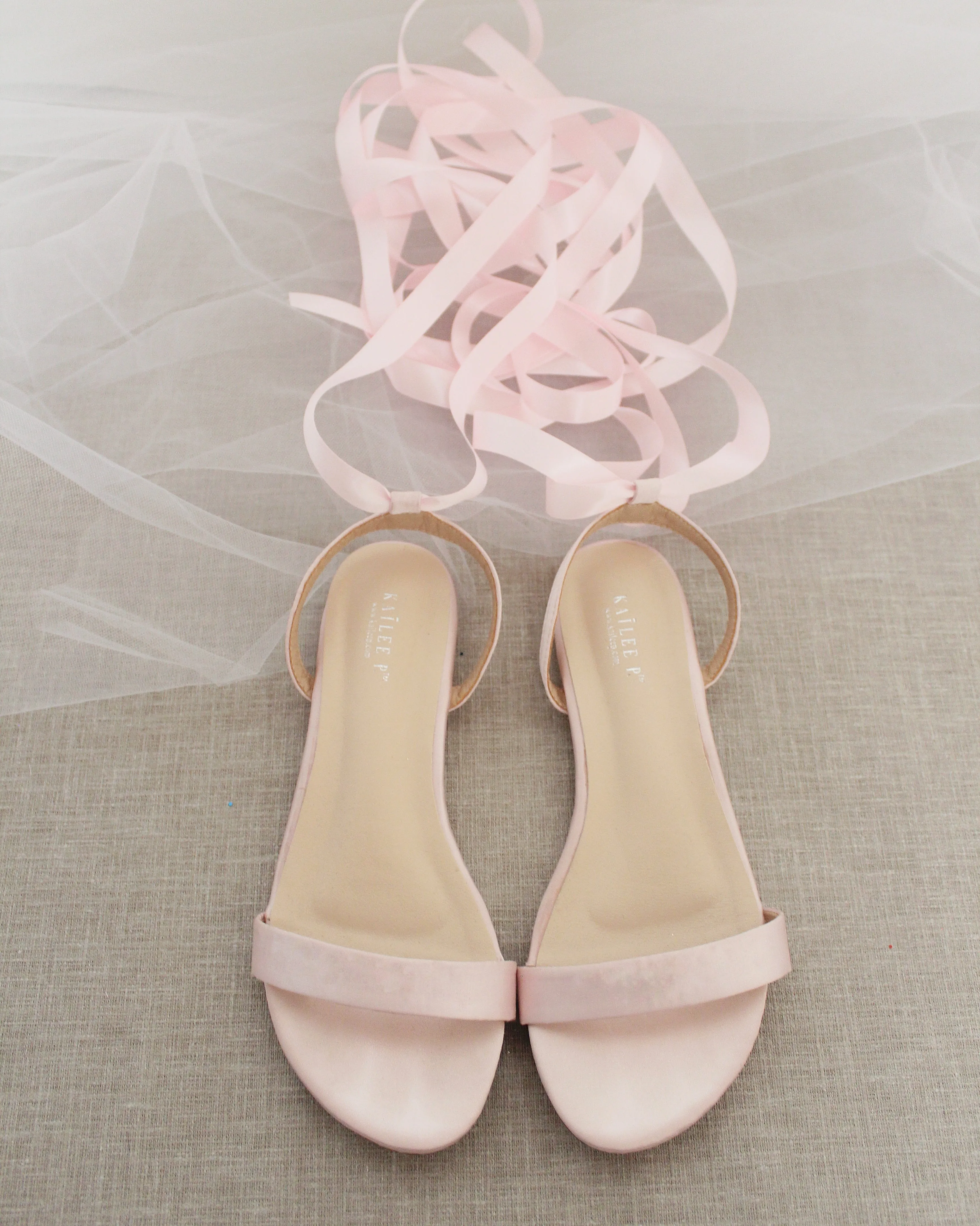 Satin Flat Sandal with Ballerina Lace Up