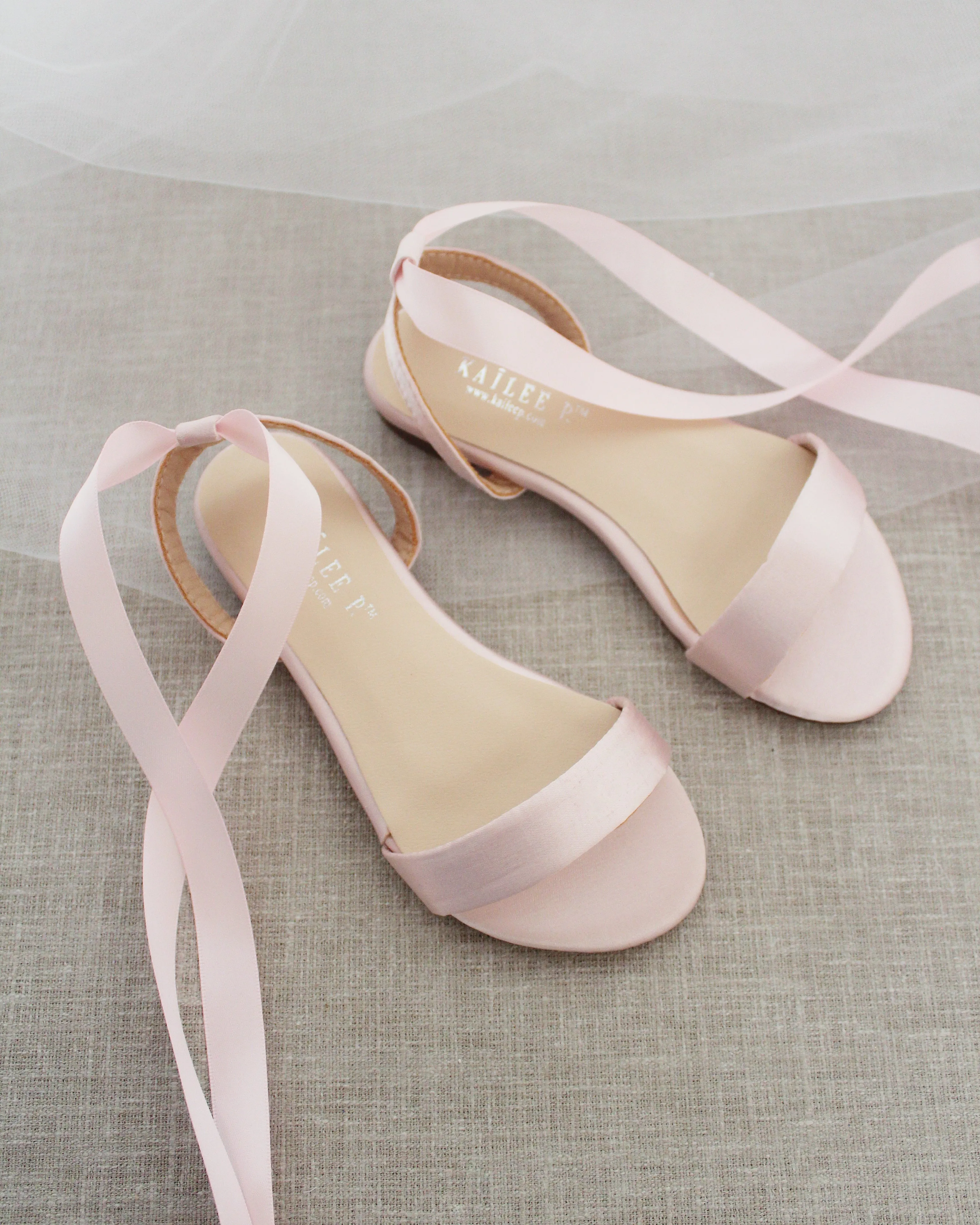 Satin Flat Sandal with Ballerina Lace Up