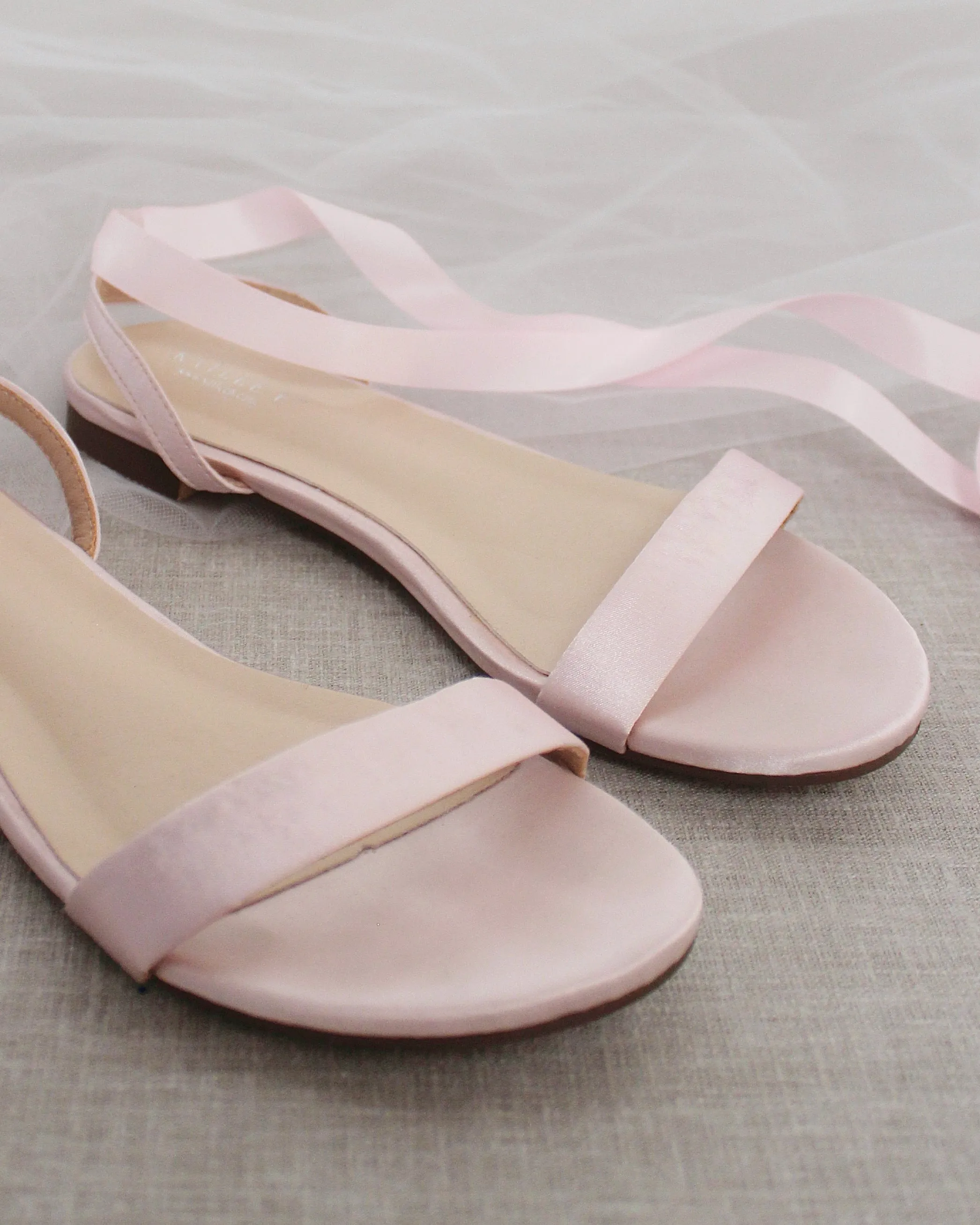 Satin Flat Sandal with Ballerina Lace Up