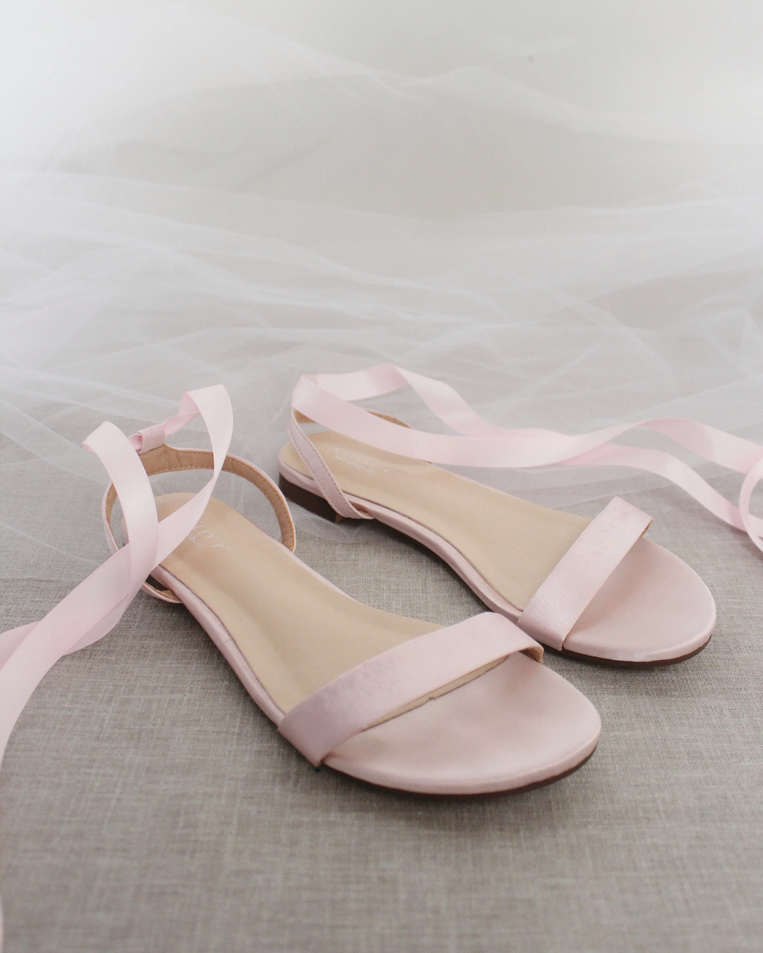 Satin Flat Sandal with Ballerina Lace Up