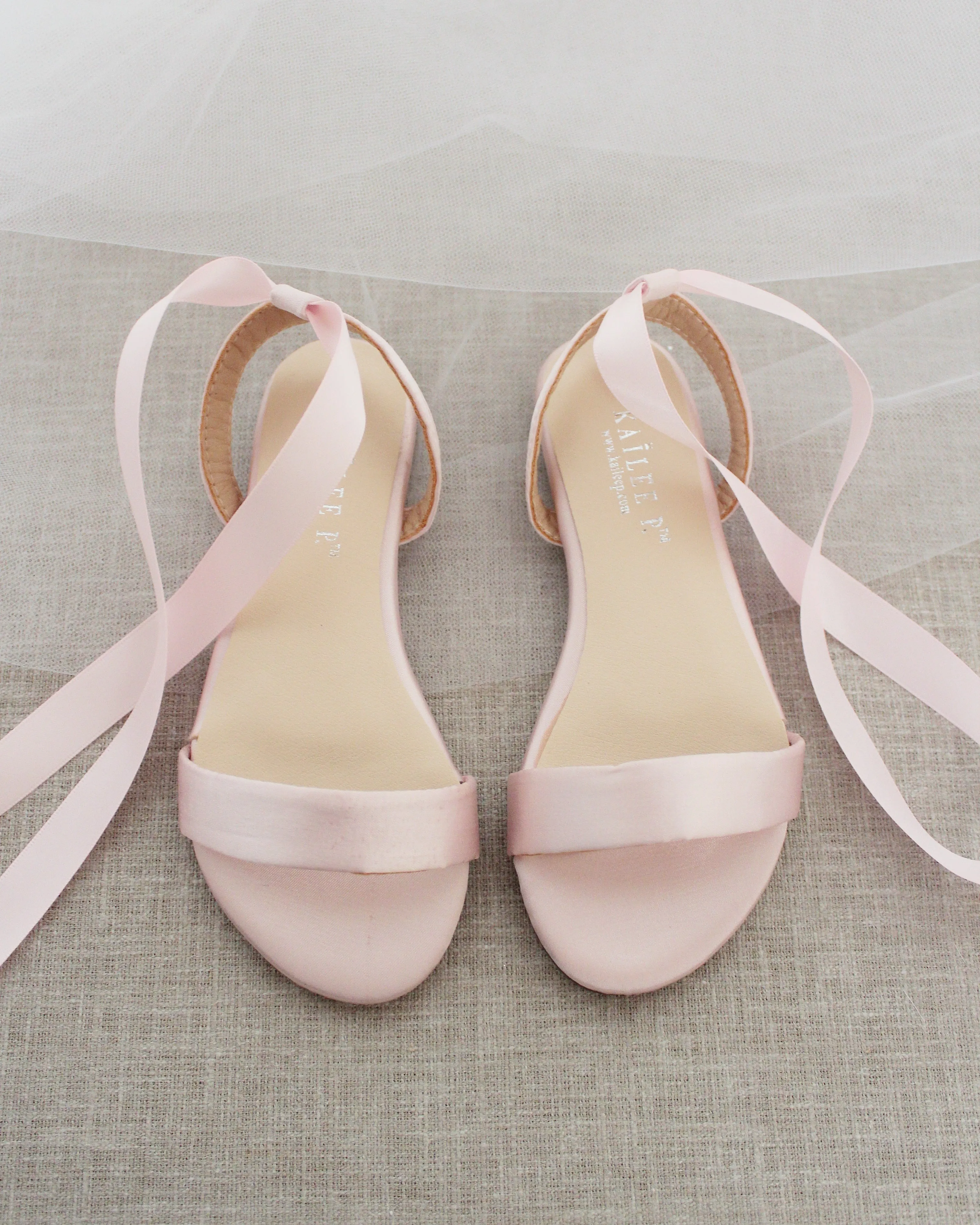 Satin Flat Sandal with Ballerina Lace Up
