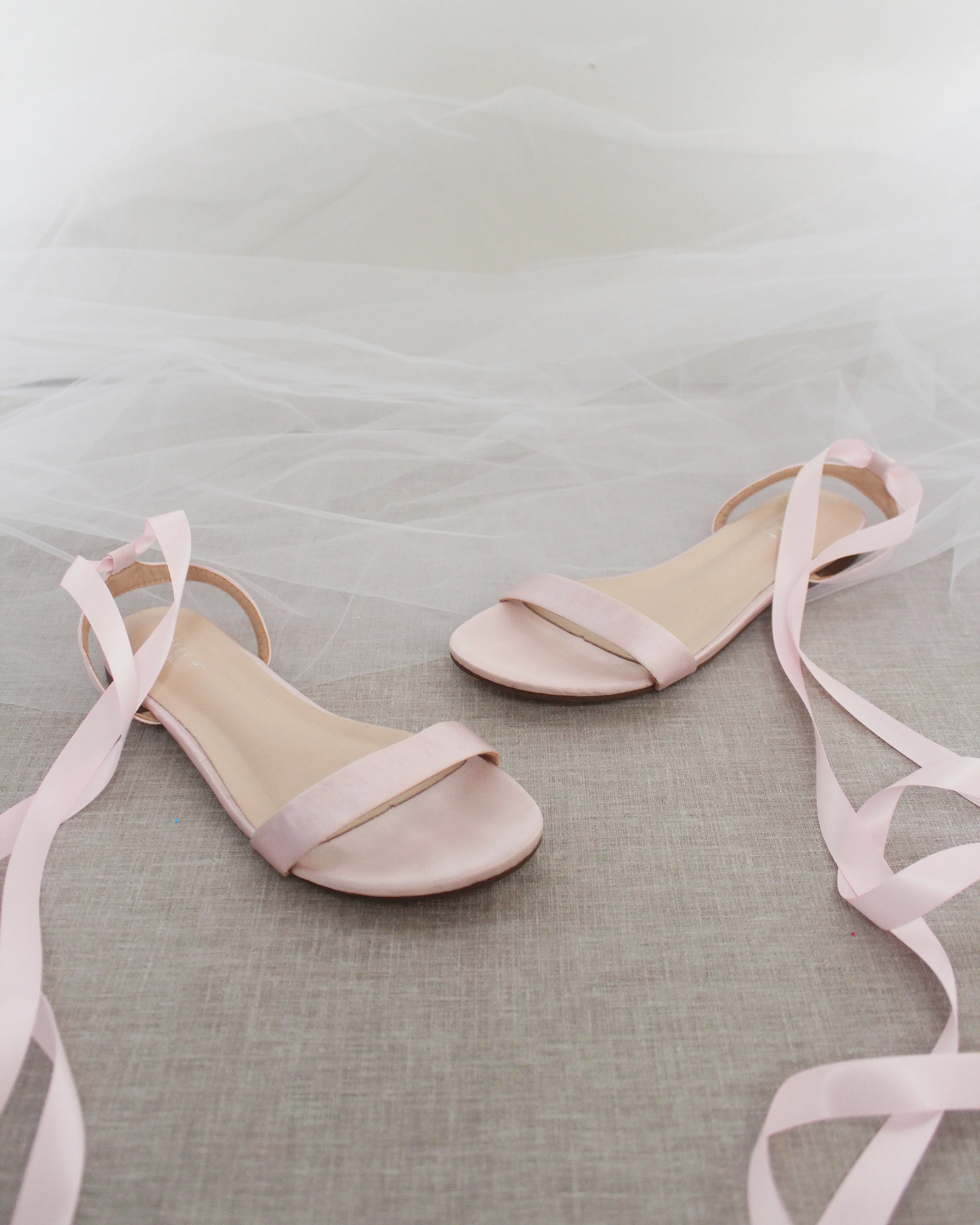 Satin Flat Sandal with Ballerina Lace Up