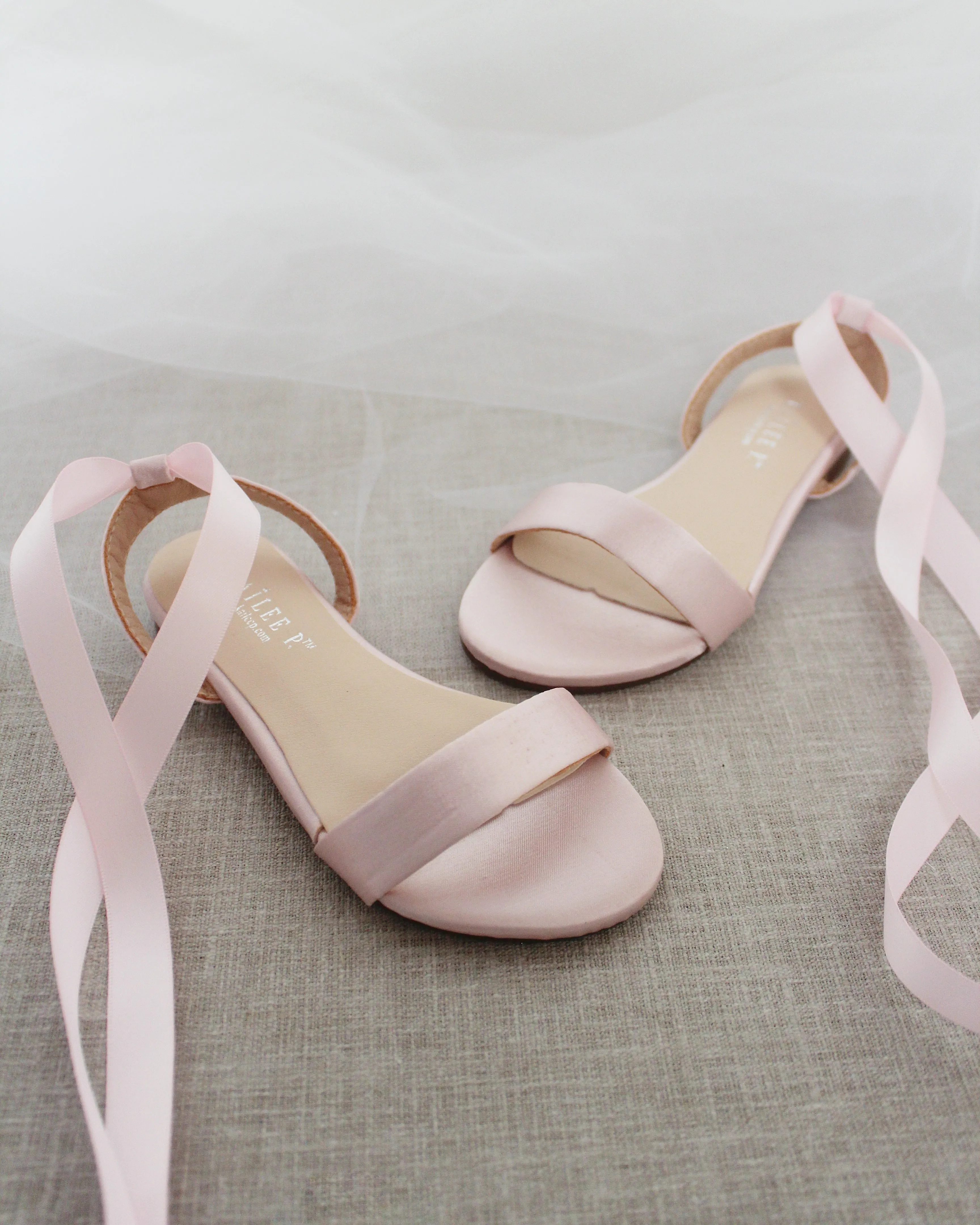Satin Flat Sandal with Ballerina Lace Up