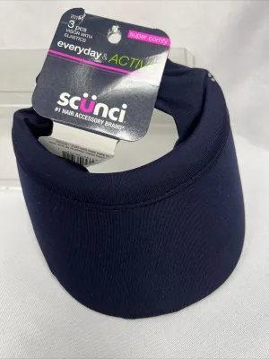 Scunci Everyday &Active Comfy Stretch sporty Visor Headwrap NAVY NO Elastics