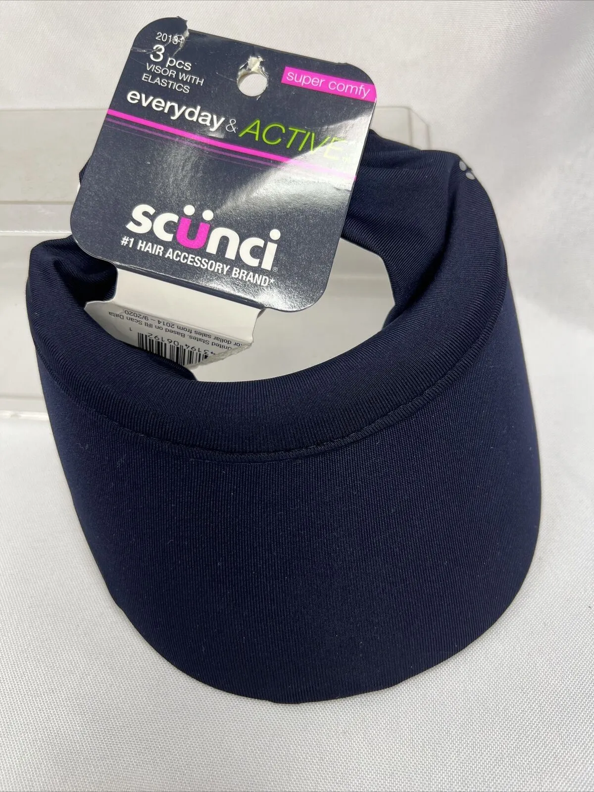 Scunci Everyday &Active Comfy Stretch sporty Visor Headwrap NAVY NO Elastics
