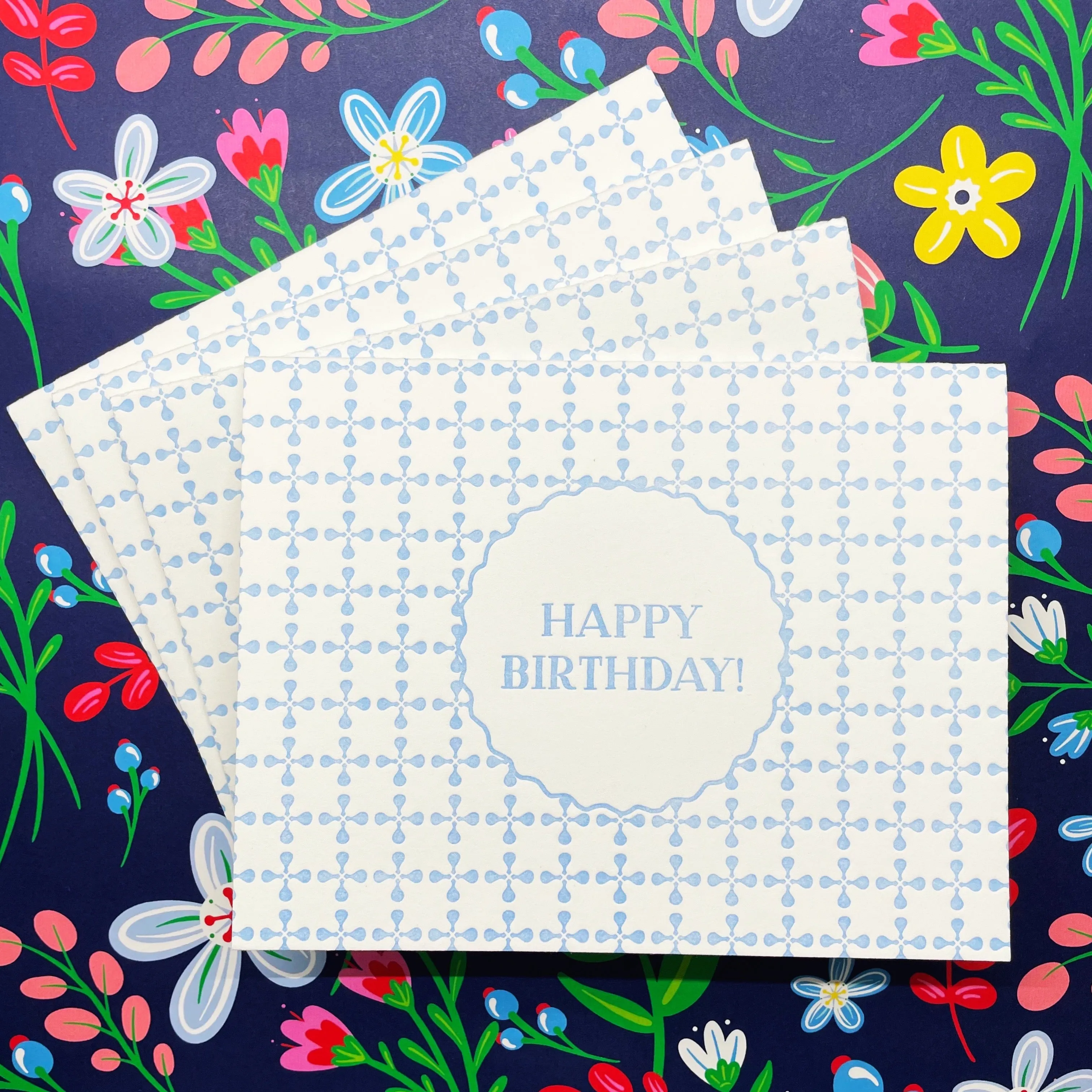 Set of 4 Letterpress Birthday Cards