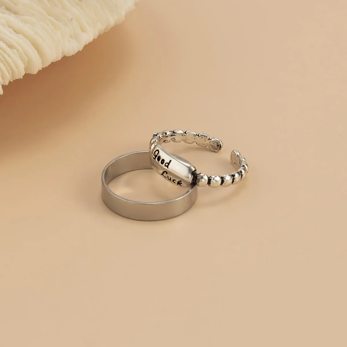 Silver-Plated 'Good Luck' Toe Ring Set