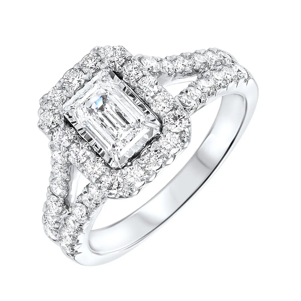Silver (SLV 995) Cubic Zirconia Basics Halo Ring - 1 2/3 ctw